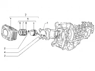 Axe de cylindre-piston-poignet, ens.