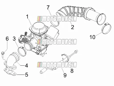 Carburatore, montaggio - tubo di unione