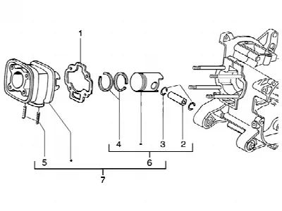 Axe de cylindre-piston-poignet, ens.