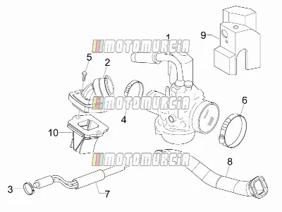 Carburador, montagem - tubo de união