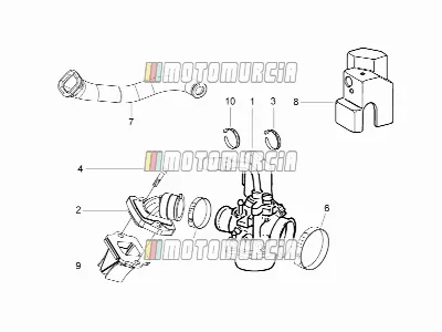 Carburateur, montage - verbindingspijp