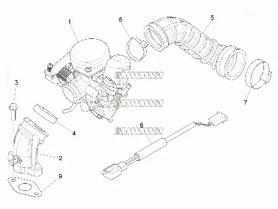 Carburador, montagem - tubo de união