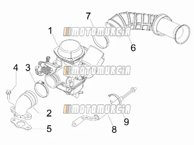 Carburatore, montaggio - tubo di unione
